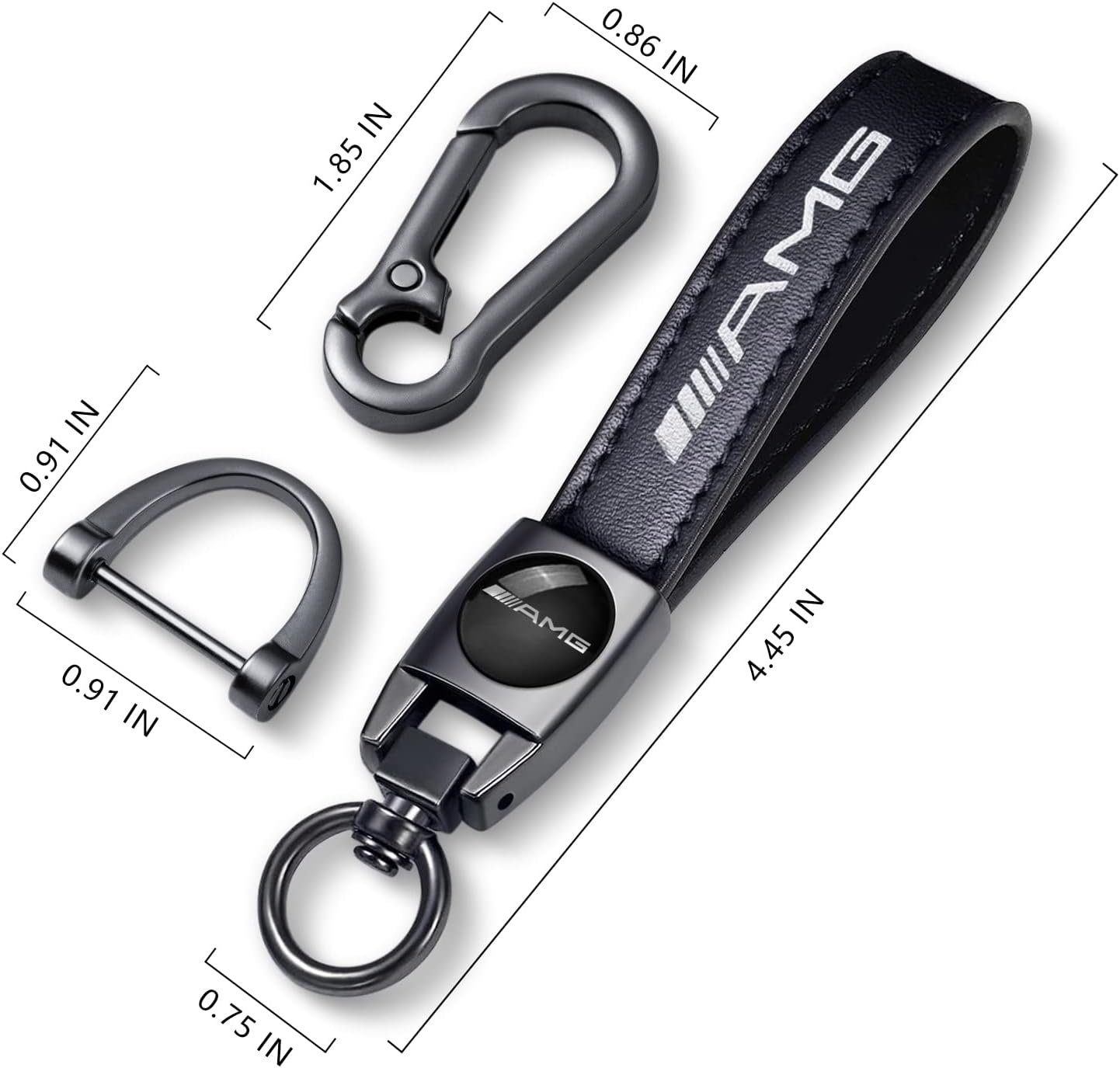 Genuine Leather Car Keychain Keyring Accessories Compatible with Mercedes-Benz AMG Series Car Keychains Family Present for Man and Woman Black