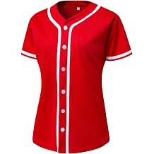 YWIES Womens Button Down Baseball Jersey, Blank Softball Team Uniform, Hip Hop Hipster Short Sleeve Active Shirts