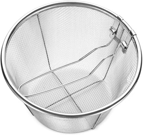 Miniatura 6 de 7 x 4.3 pulgadas de malla de acero inoxidable de araña, colador de fideos Ramen, cesta de cocina frita para alimentos fritos, 2 unidades