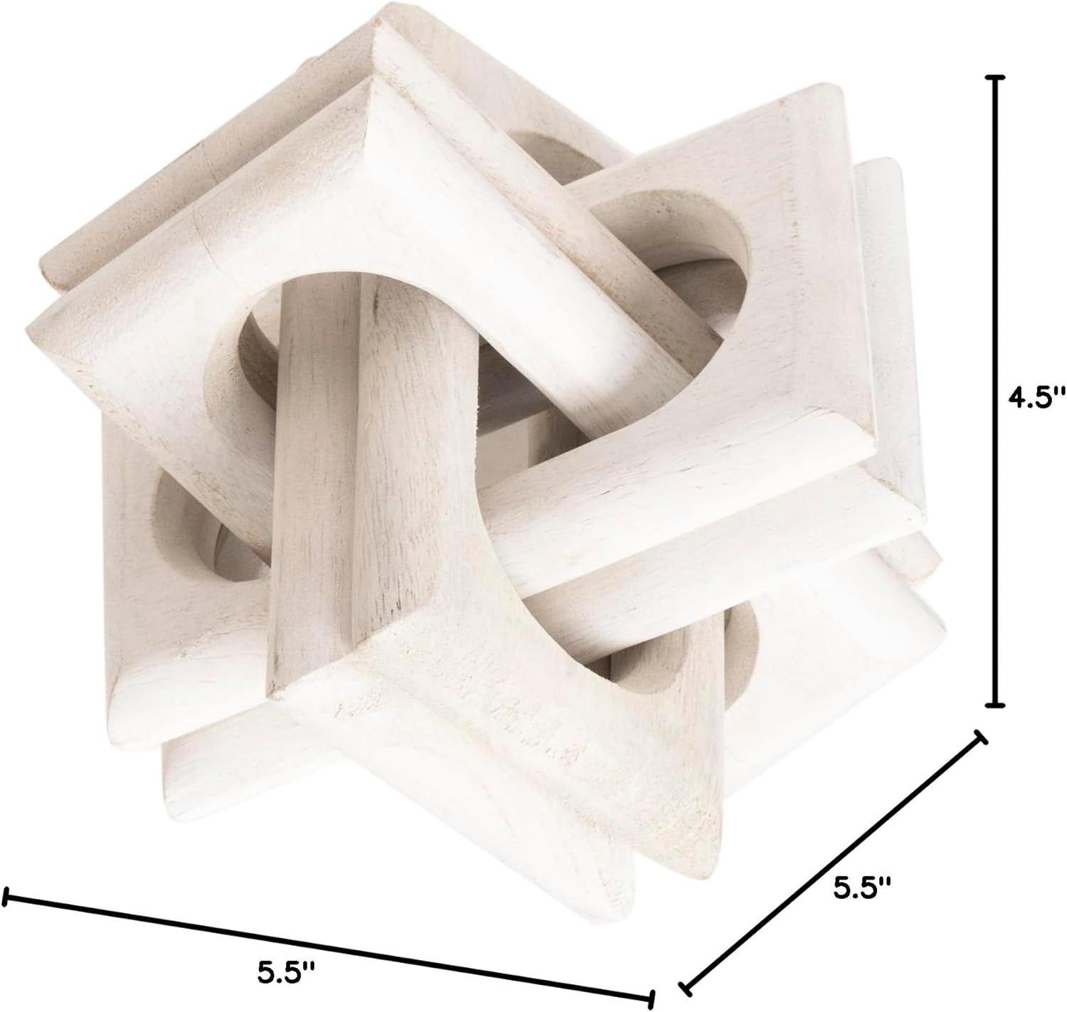 Wood Knot Entry Table Boho Shelf 6 Link Interlock Coffee Table for Living Room and Modern Farmhouse Hand Crafted Natural Mango Wood Console Table Decor (White)