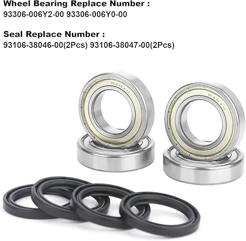 Miniatura 2 de Rodamiento de rueda delantera 4 piezas con sello para Yamaha Kodiak 400 450, Grizzly 350 450, Big Bear 2WD/4WD, Bruin 350, Reemplazar #93306-006Y2-00