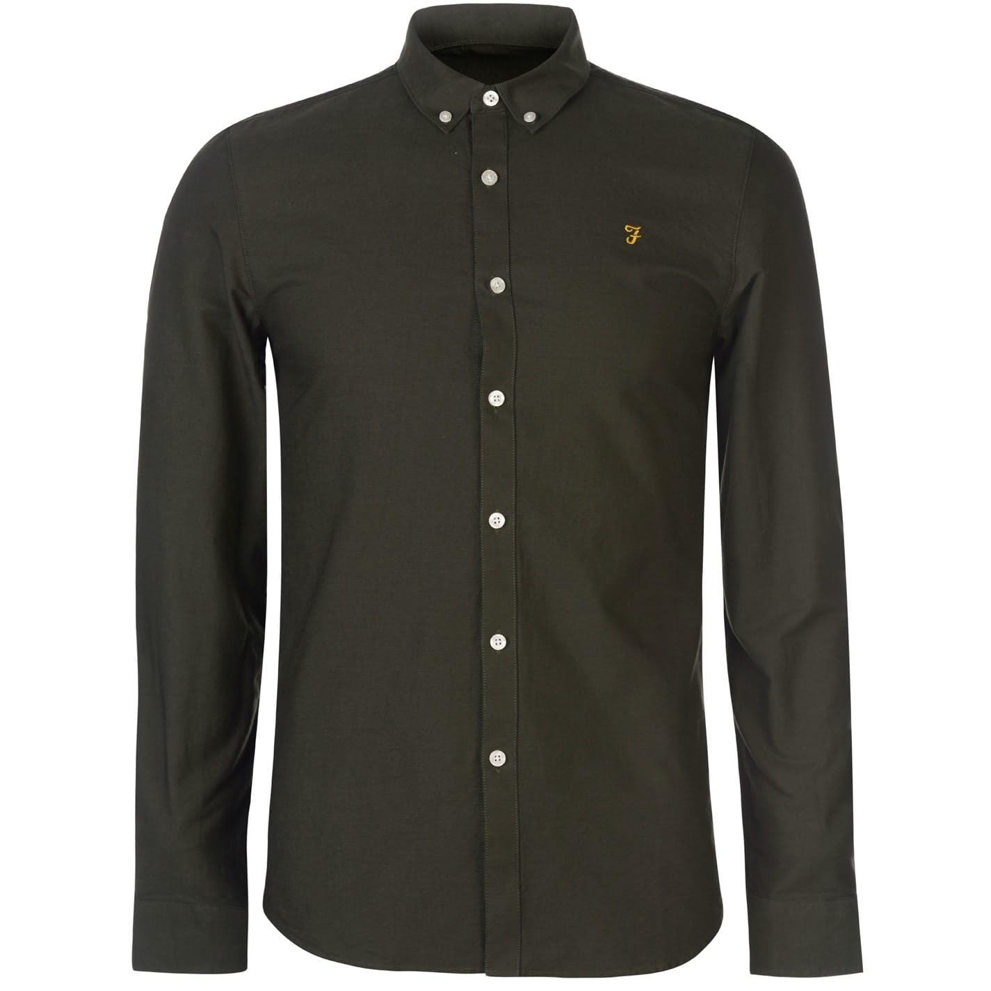 Farah Green Brewer Slim Fit Organic Cotton Oxford Shirt - Dk - Xl
