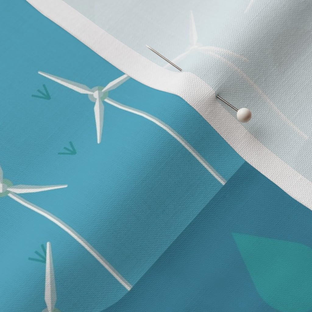 Spoonflower Fabric - Wind Weather Windmills Solar Farm Energy Printed on Petal Signature Cotton Fabric by The Yard - Sewing Quilting Apparel Crafts Decor