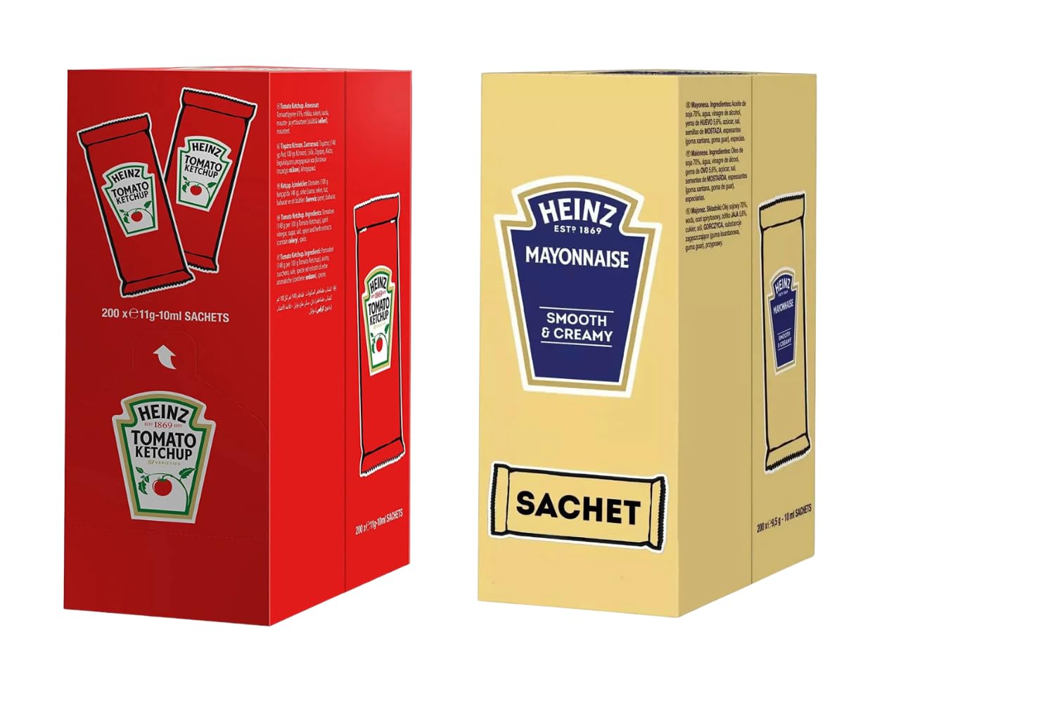 Italian Gourmet Portionsbeutel Set 400×10 ml (Ketchup 200 + Mayonnaise 200, To-Go, Imbiss, Pommes, Burger, Hot Dog, Party, Catering & Foodtruck) + Italian Gourmet Polpa