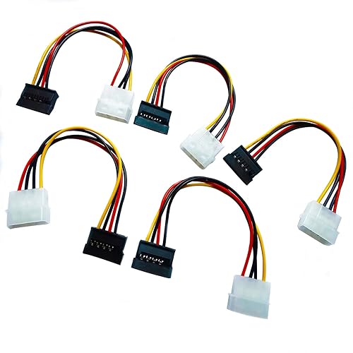 Paquete de 5 adaptadores de cable SATA a Molex, cable de alimentación Molex a SATA de 4 pines - 7 pulgadas