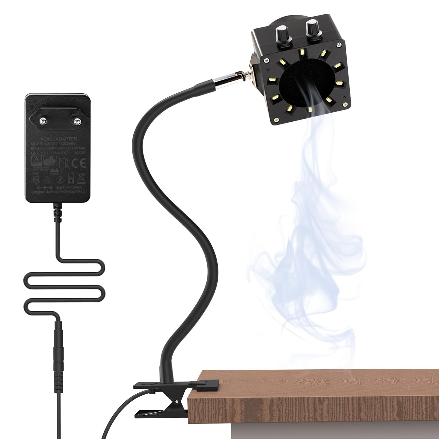 Treedix Ventilador de extracción de vapor de soldadura con luz LED regulable y potencia de succión, 15 filtros de carbón activo para soldar, soldar, quemar madera y soldadura fuerte (negro)