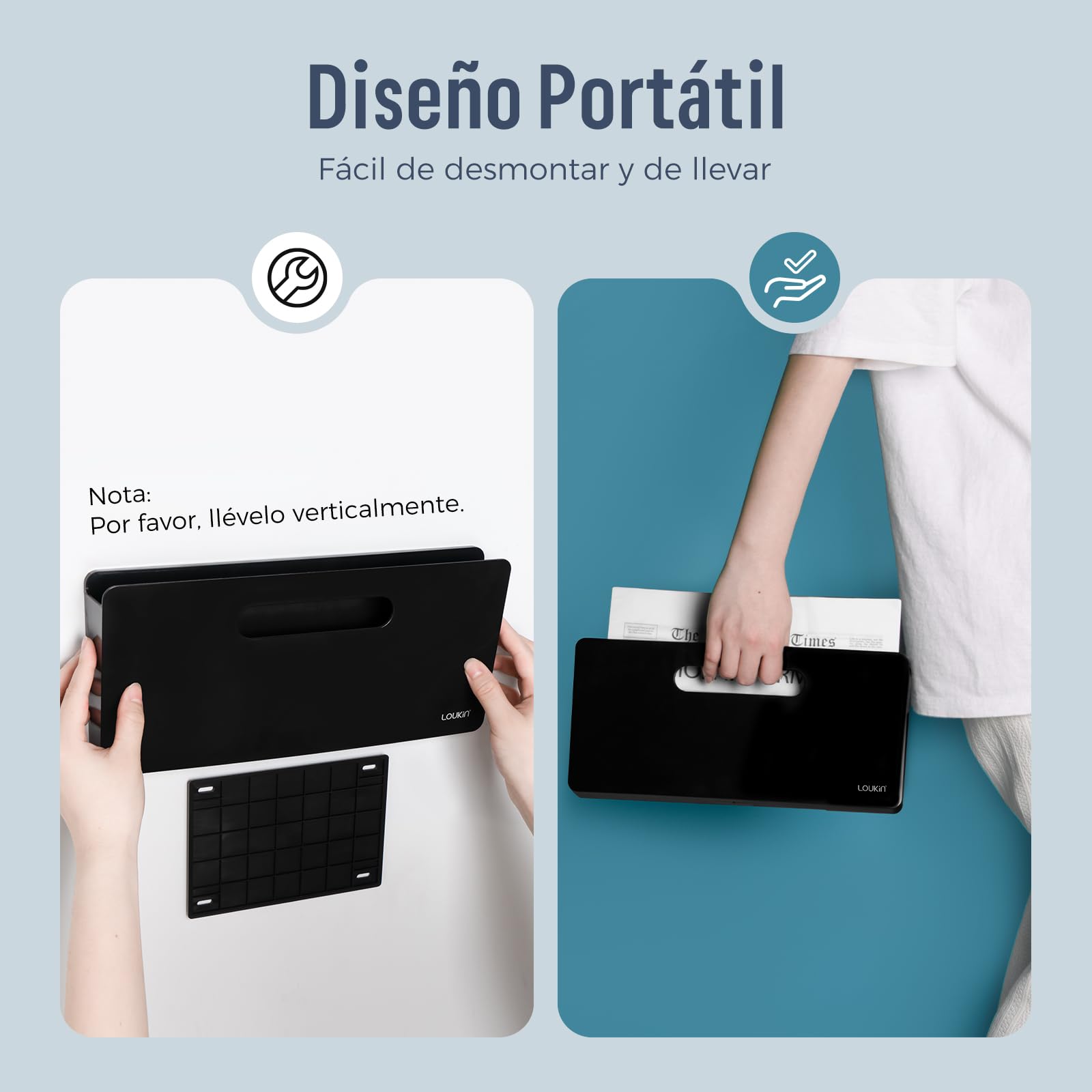 loukin Soporte Magnético para Archivos – Organizador Vertical de Pared para Pizarra Blanca, Nevera, Oficina, Documentos y Cartas (Negro)