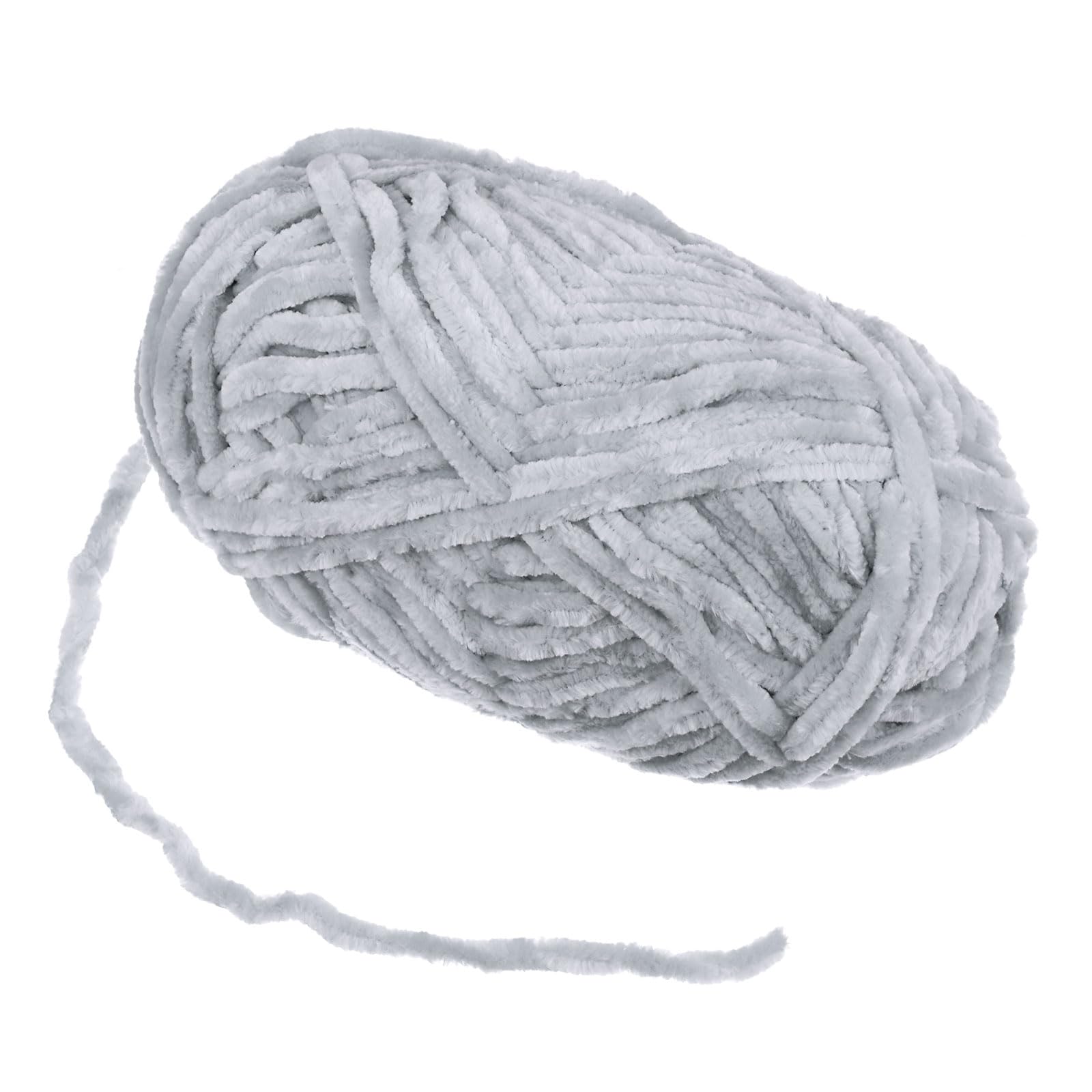 uxcell 1 Skein Velvet Yarn Chenille Yarn 100g/3.5oz 87 Yards Total Length 6# Super Bulky Polyester Soft Blanket Yarn for Knitting Weaving Bag Scarf Grey - Image 3