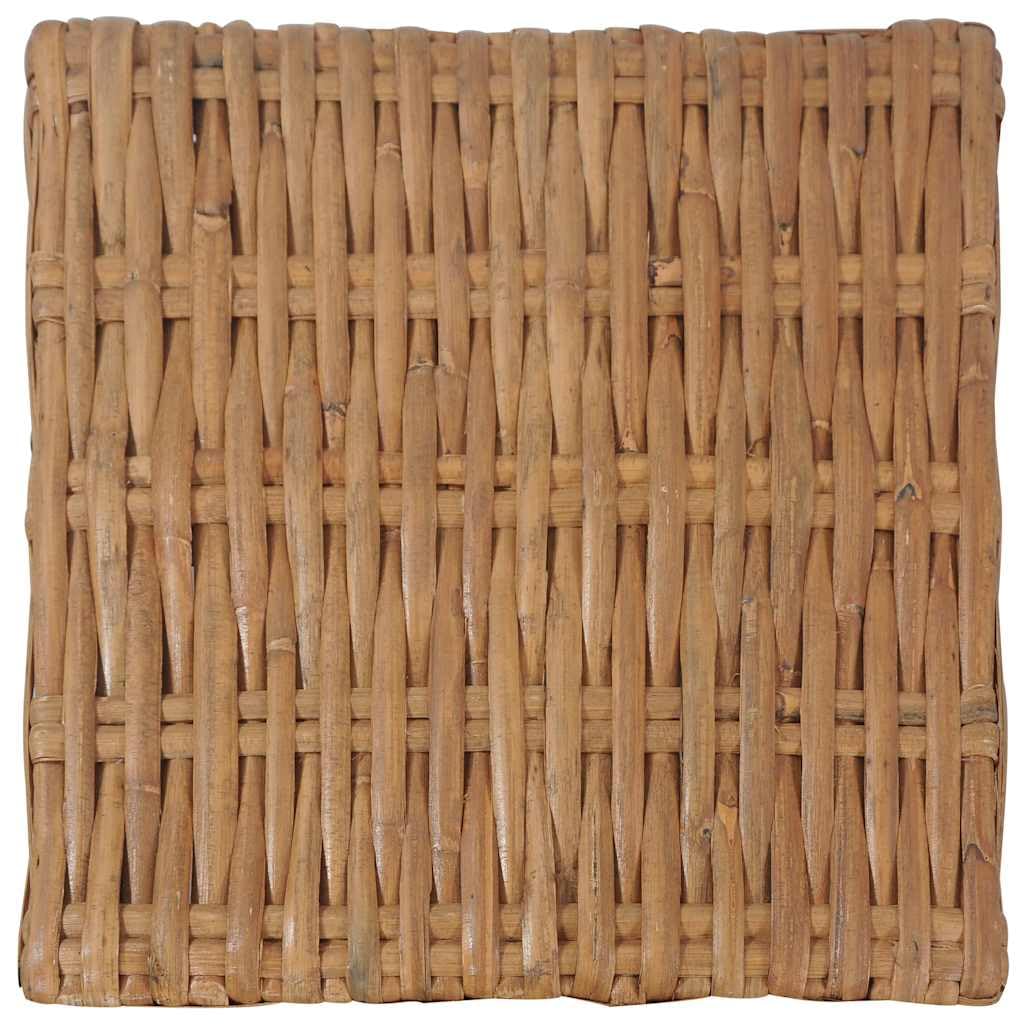 Stolik kawowy 47 x 47 x 28 cm, naturalny rattan, z mahoniowymi nogami, trwały, do salonu, wnętrz, brązowy, czarny, tkany wzór, wytrzymały i łatwy w pielęgnacji