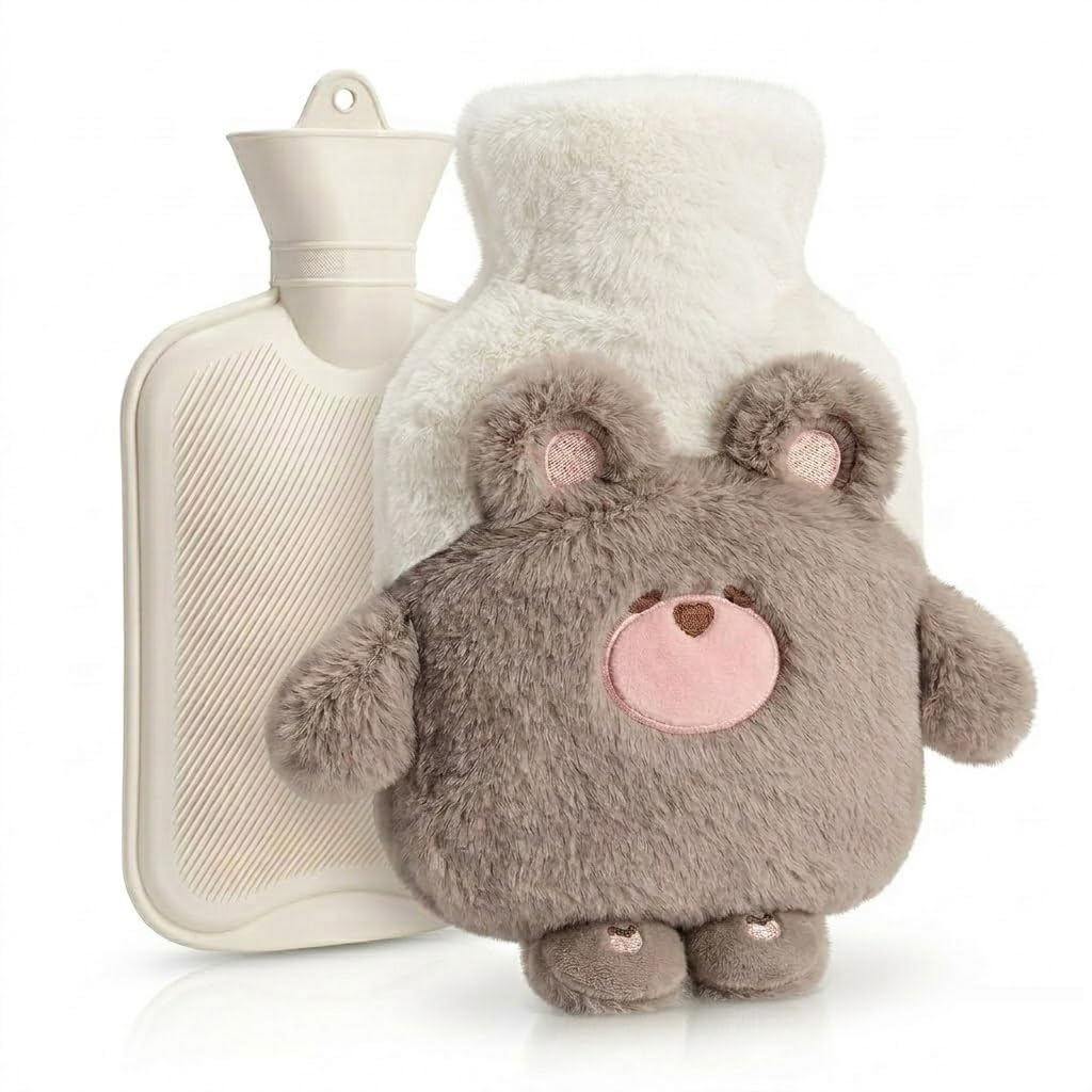 Soft Plush Teddy Hot Water Bag for Pain Relief (500ml) | 12.5 x 16 cm Compact Travel Size | Luxury Faux Fur Warm Water Bottle with Leak-Proof Design and Thickened Explosion-Proof Rubber Inner Design-1-image-28