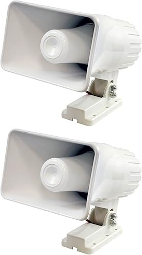 Pyle PHSP4 - Bocina PA impermeable para interiores y exteriores, 6 pulgadas, 50 W, color blanco, paquete de 2 con soporte de montaje y herrajes