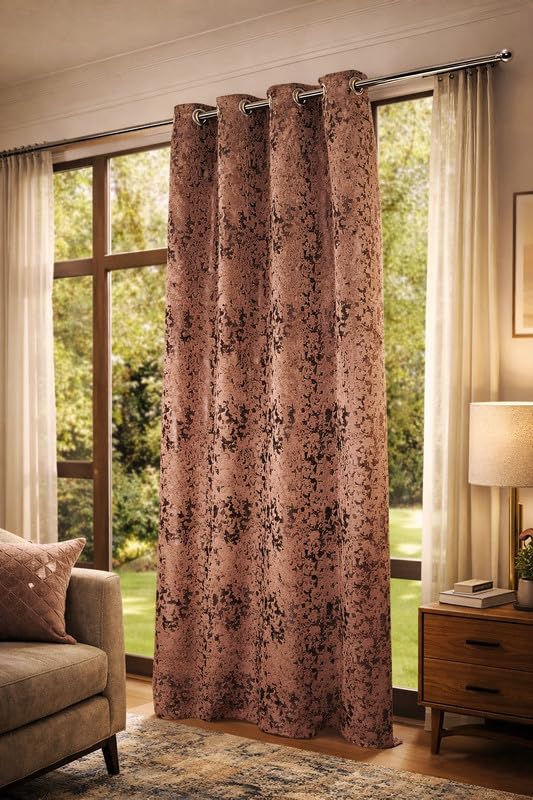 Image of Brown Velvet Blackout Curtain for Door & Window, 8 Feet Long, 70% Room Darkening, Thermal Insulated Heavy Drape, Soft Velvet Fabric, Set of 1 (243 * 121cm, Brown)