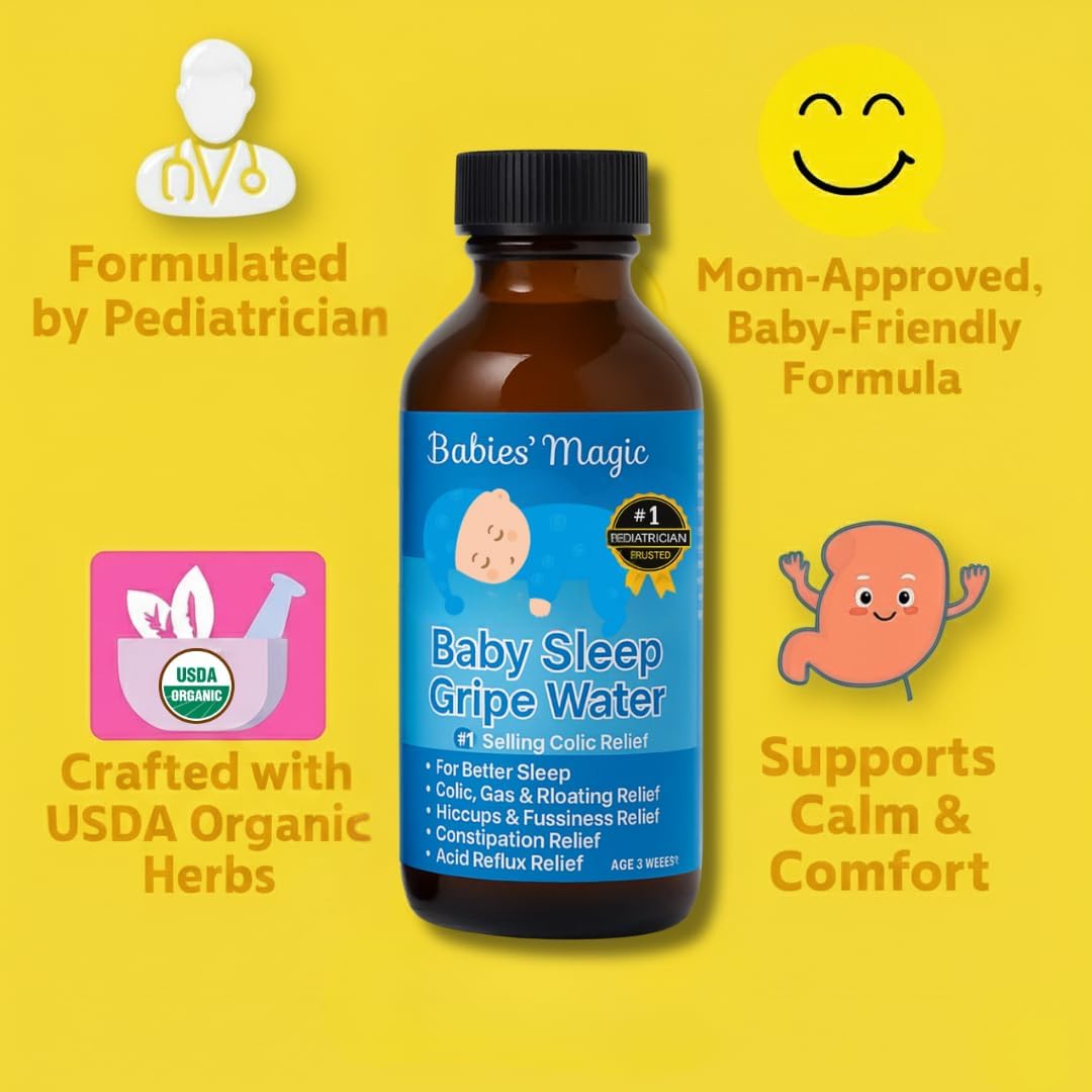 Babies Magic T Baby Sleep Gripe Water for Baby Colic and Gas Relief- Gentle & Safe- Supports Comfort from Colic and Gas