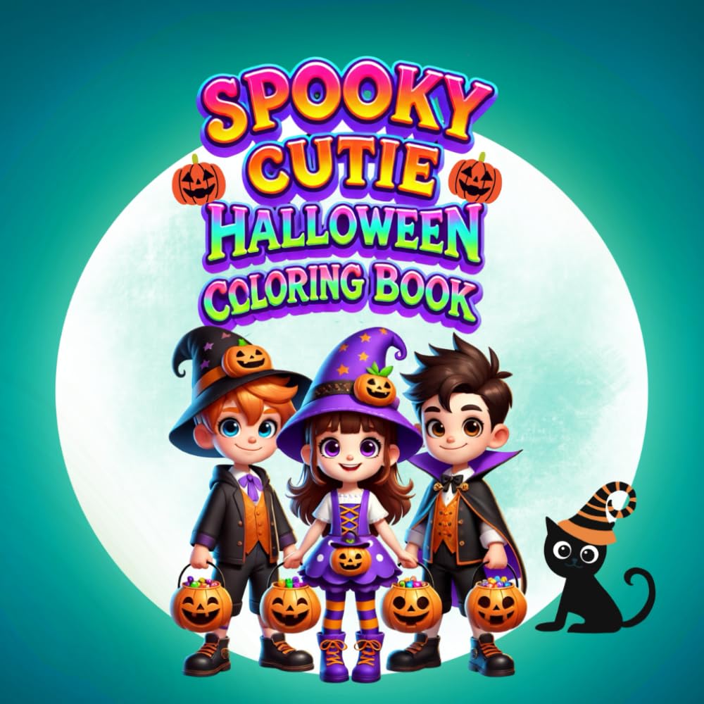 Spooky Cuties - Halloween Coloring Book: Adorable and Relaxing Characters Bold & Easy for Kids, Teens and Adults