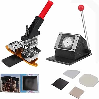 Máquina para Hacer imanes con Fotos, botón Cuadrado para refrigerador, Cortador de Papel y 100 consumibles, Kit de Prensa para Decorar refrigeradores.