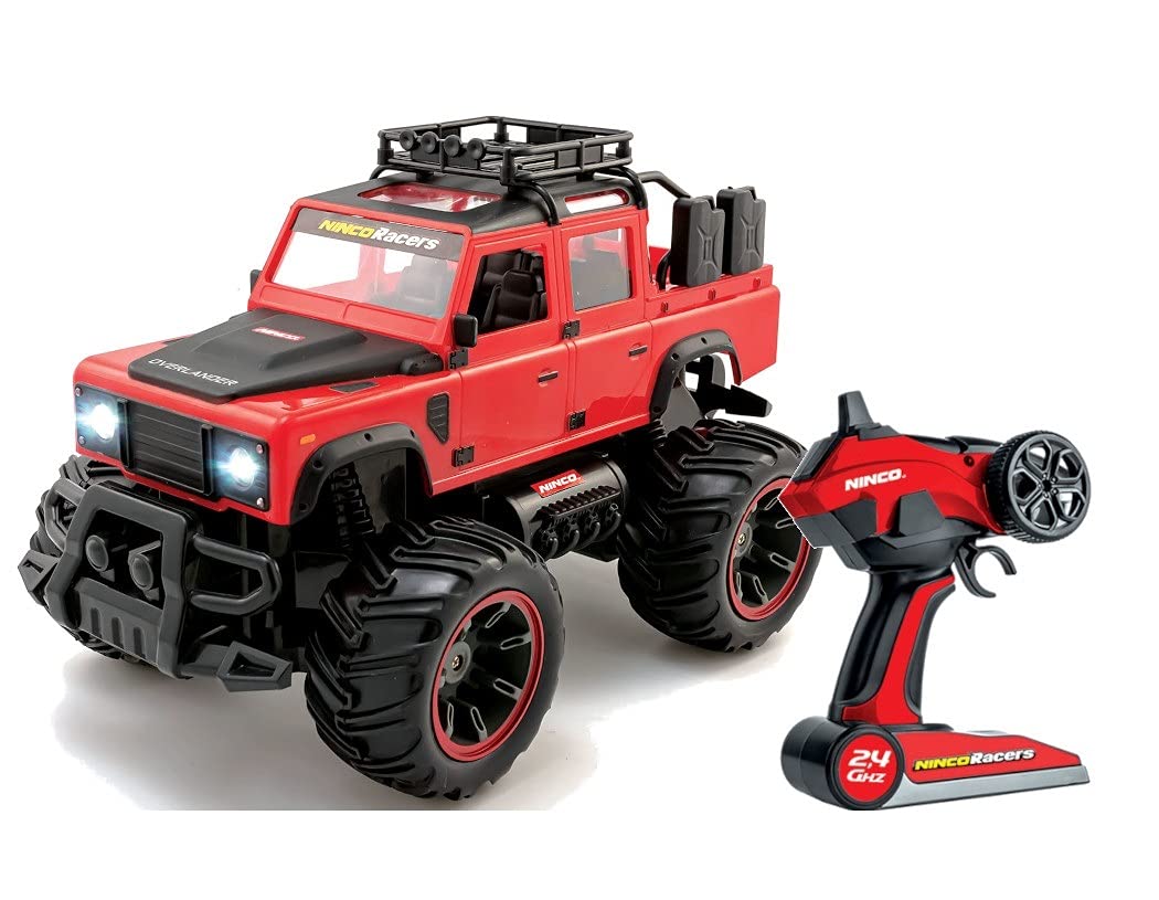 Ninco Overlander Battery Operated RC Monster Truck Car 1/14 Scale with Lights 2.4 GHz Transmitter Red +6 Years NH93173