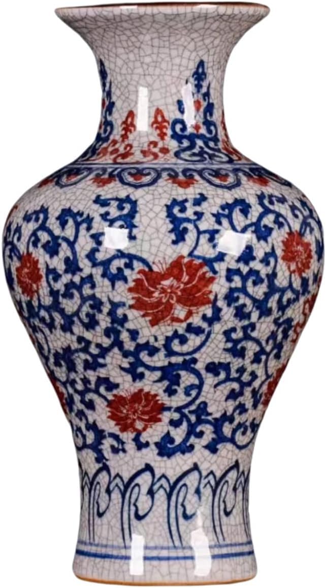 Vase Tabletop Decorative Classic Ceramic Vases for Art Home Decoration Chinese Retro Porcelain with Peony Painting 32×19cm