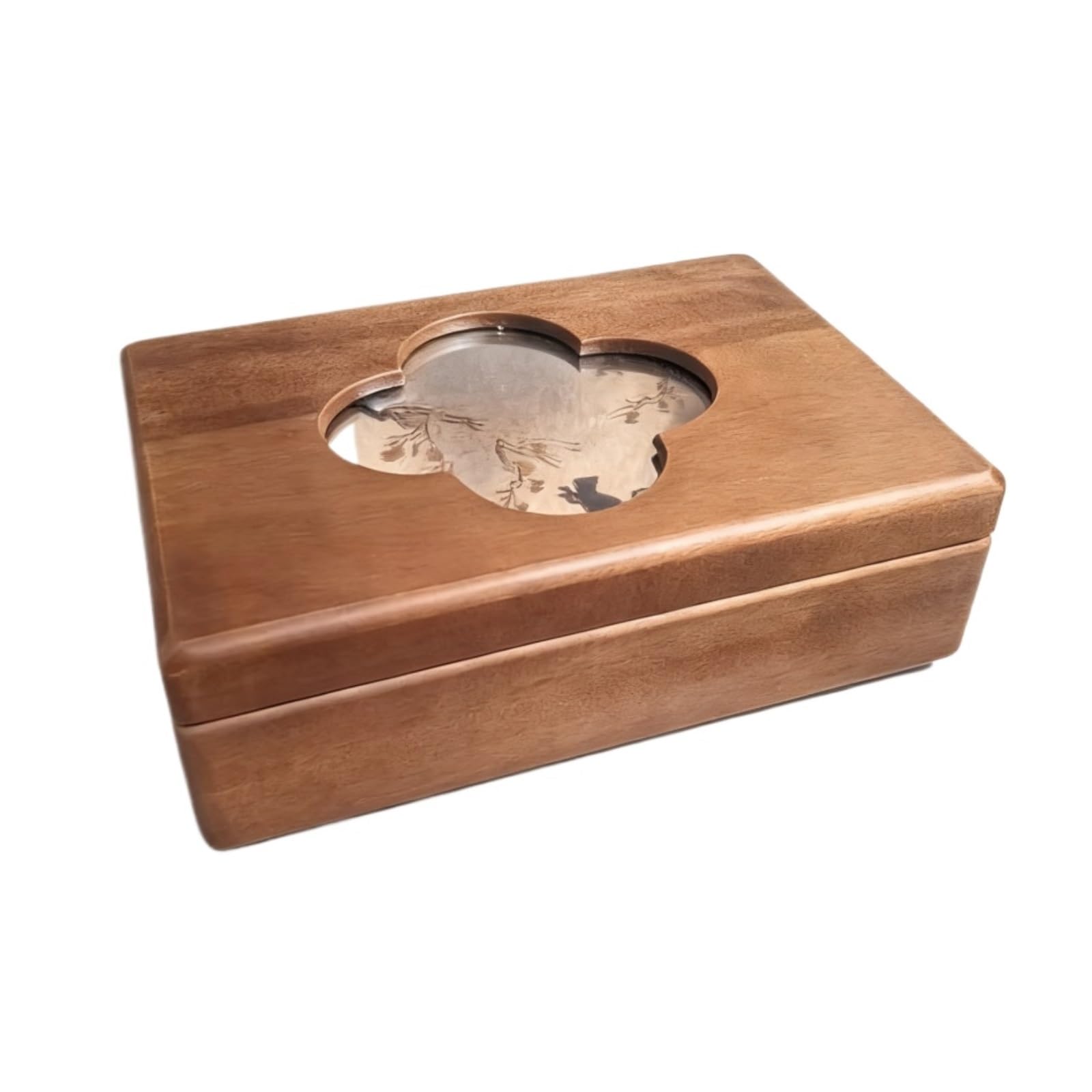 CVdrtyED Box For Women Solid Wood Jewelry Box Necklace And Earrings Ring Display Cabinet Casket Jewellery(24x16x6cm)