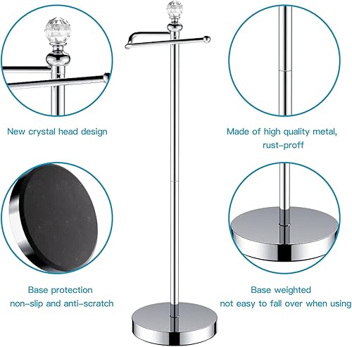 Miniatura 6 de Soporte de papel higiénico (con función de reserva) Soporte de papel higiénico independiente para baño, altura total de 24.4 pulgadas con acabado de