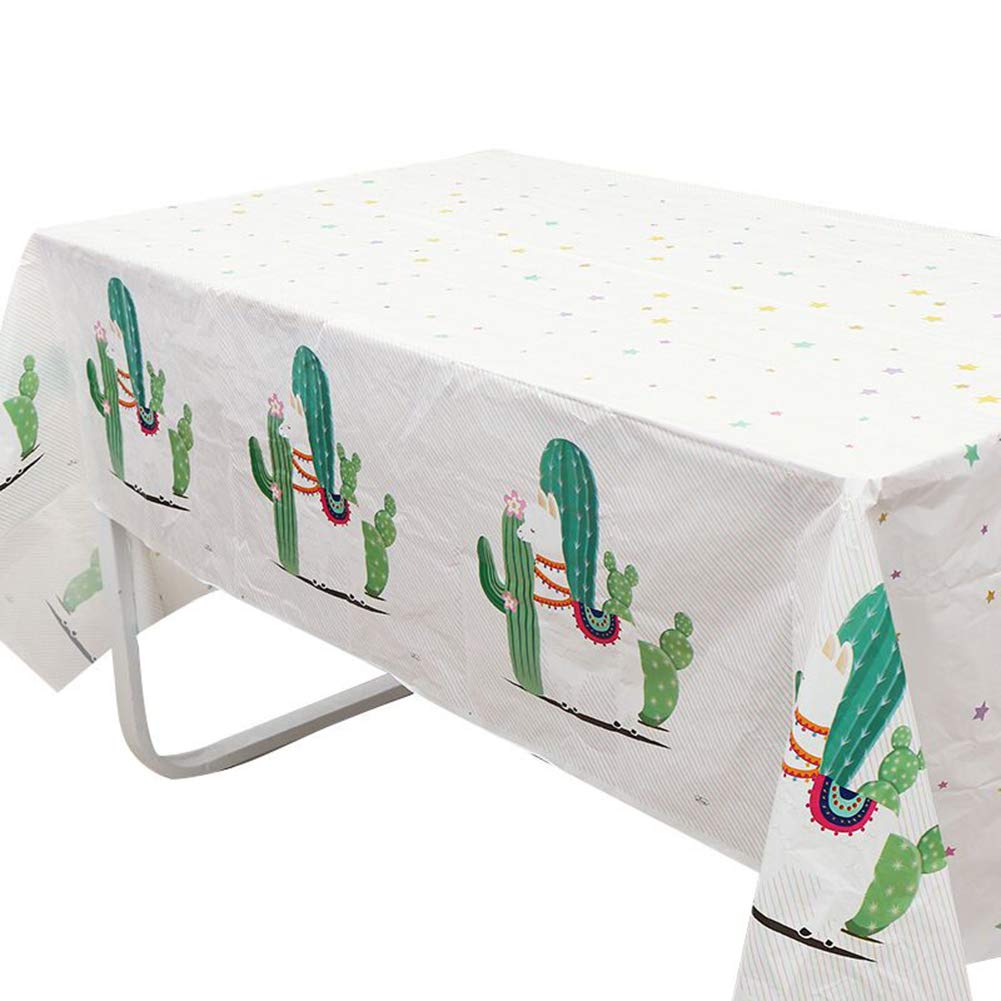 Bsstr Llama Table Cover Party Supplies Decorations, 51 x 87 Inch - Kids Llama Birthday Party Tablecloth Set of 1