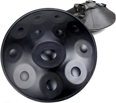 ORANGES 9 Notes Handpan 440hz D Minor Handpan Drum Set with Bag 22inch Steel Handpan D3 A Bb C D E F G A Instrument for Adults for Yoga Audio Production D-Key Color Black 432Hz, Size 12 Notes