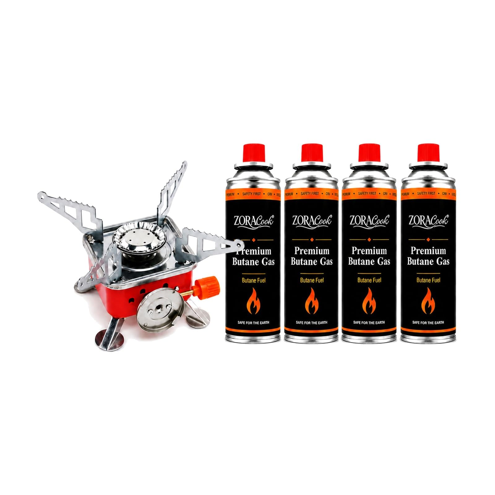 Mini Camping Gas Stove Butane Gas Stove with foldable burner Outdoor Cooking Camping Hiking Trekking with Safety Lock(with 4 butane gas)-picture-36