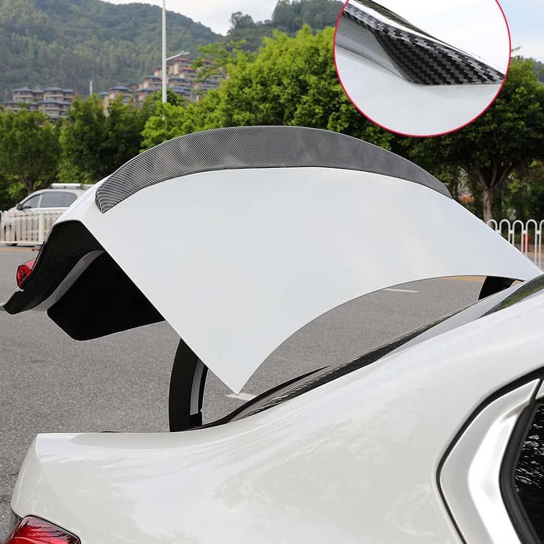 Spoiler bagażnika tylnego samochodu dla Nissan Note 2014 2015 2016,Płetwy rozdzielające spoiler dachu bagażnika, dyfuzor tylnego skrzydła,B Carbon Fiber Look