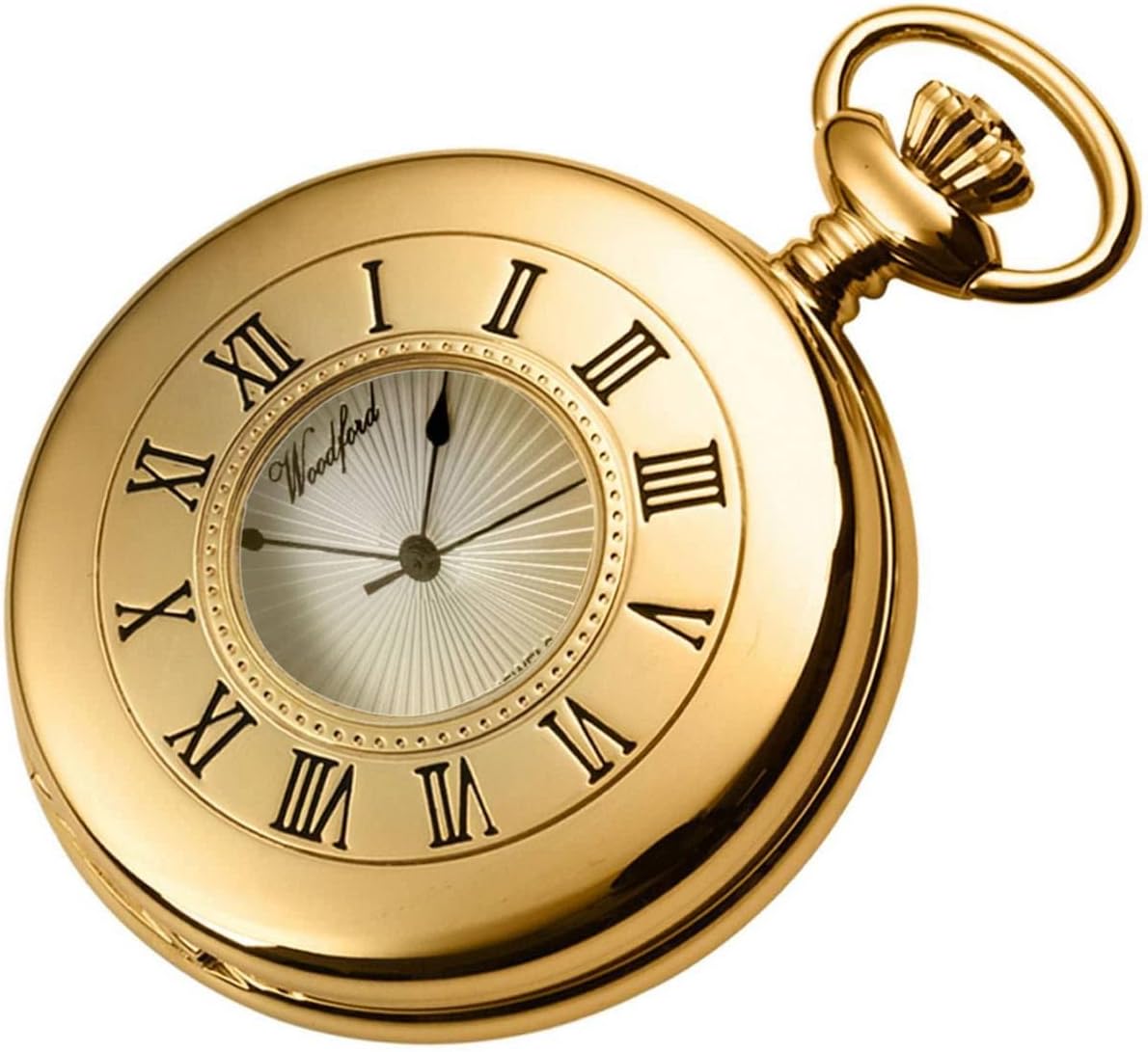 Woodford Mens Half Hunter Mechanical Pocket Watch - Gold