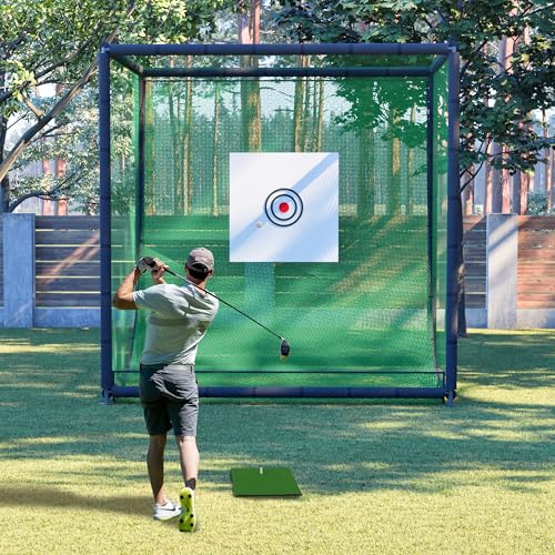 10x10x10FT Golf Practice Net Cage, Metal Frame Hitting Net Kit for Backyard, Golf Batting Cage...