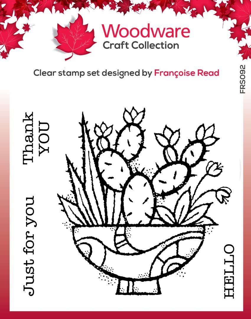Woodware Succulent Display Cactus Flower Clear Stamp Set Card Birthday Making