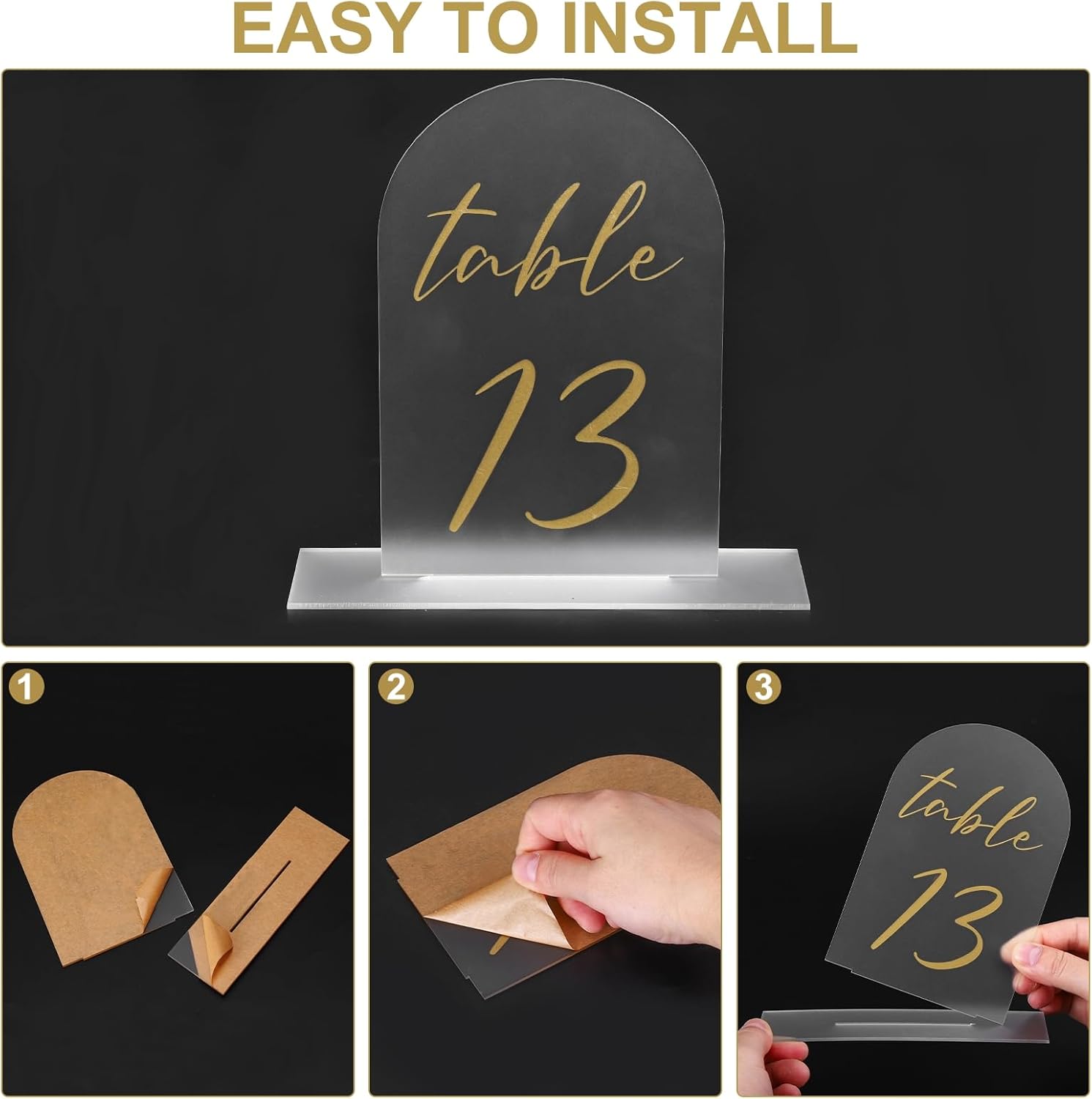 PATIKIL Wedding Table Numbers 1-20, 6"x4" Acrylic Display Signs and Holders for Wedding Receptions with Stands Events Centerpiece, Black Background White Text
