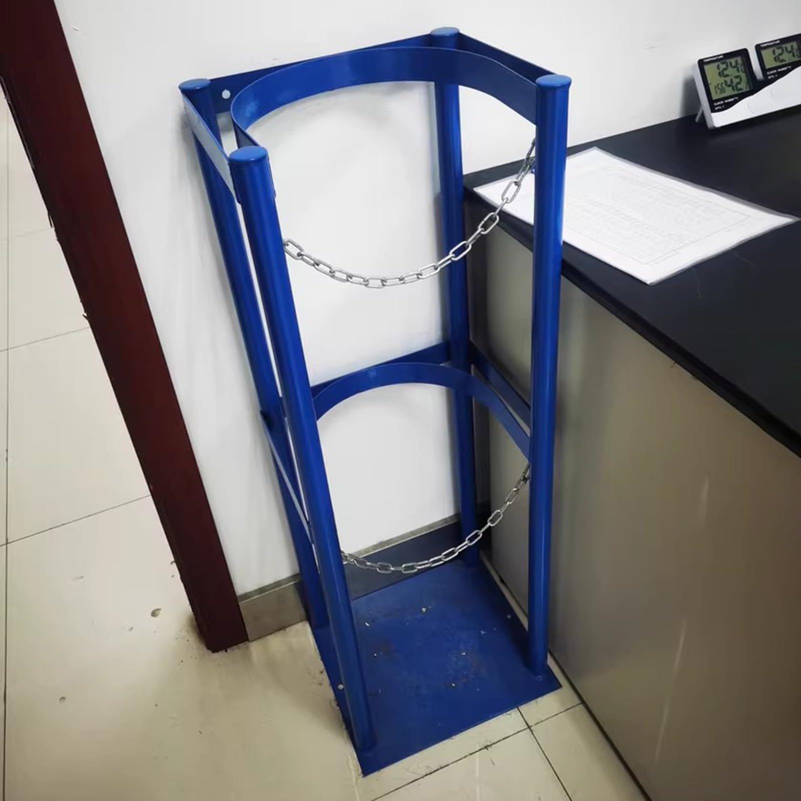 GHHVFEC Oxygen cylinder rack,Helium Nitrogen Chlorine Cylinder Storage Cabinet, Fixed Rack for Laboratories & Hospitals, Fire Extinguisher Bracket, Indoor/Outdoor Use (Blue, 14.6"x11.8"x39