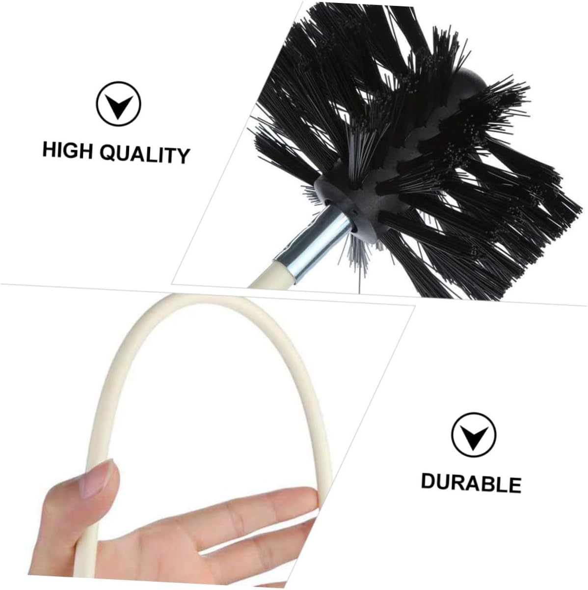 Veemoon Chimney Cleaning Brush Flexible Vent Brush Kit 610mm with 4 Rods for Dryer Duct and Fireplace Lint Removal
