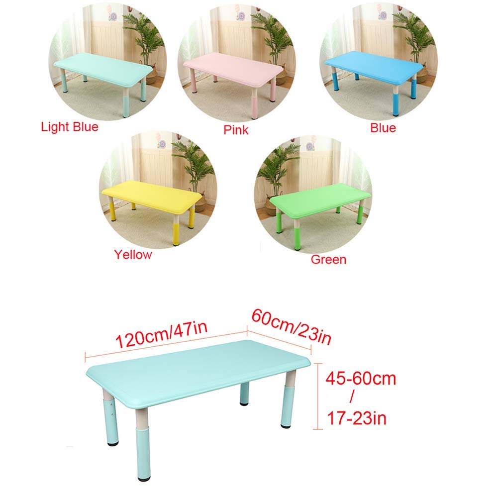 ZH Kinderzimmer HöHenverstellbare Tisch Und StüHle, Kinder Kleinkinder Lange AktivitäT Tisch, Stapelbare StüHle, Mehrere Farben,120 * 60cm Schreibtisch