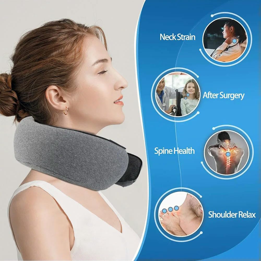 Almohada de viaje de espuma viscoelástica en forma de U para apoyo del cuello y descanso cómodo