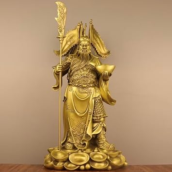 Pure Copper Statue of Guan Gong Chinese Hero God of Wealth Guan Yu Feng Shui Wealth
