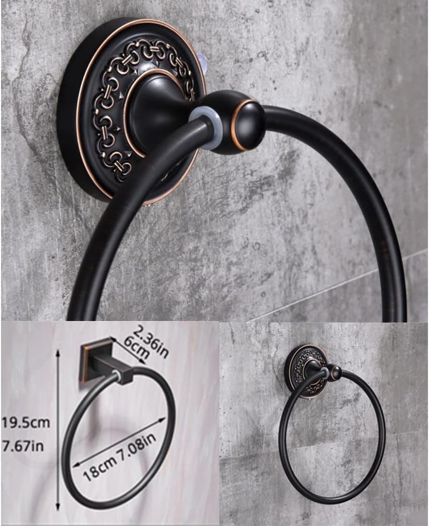 LSLYTQ Towel Rings, Black Wall Mounted Towel Holder Hangers, Towel Rack, Bathroom Accessories, Home Decor Copper Towel Bar