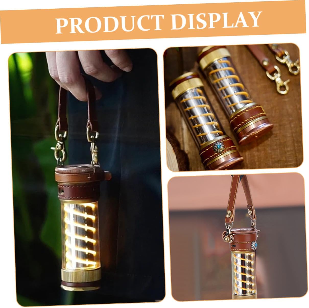 Camping Lantern Strap Set 3pcs Adjustable Leather Carrying Ropes for Outdoor Light Hanging and Tent Lamp Mounting, Sturdy Camping Lamp Accessories for Hiking and Backpacking