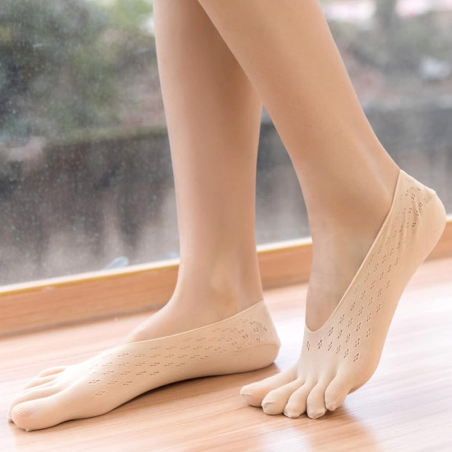 Verdancy 3 Pairs Toe Socks No Show Low Cut Socks for Women Summer Yoga Lace Liner Socks with Non-Slip Heel Grip Breathable - Image 2