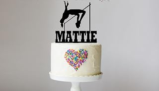 Female High Jump Cake Topper,Track and Field,Vaulter,High Jump,Targeted,Pole Vault,Sports,Personalized Athlete Cake Insert for Wedding,Engagement,Birthday,Anniversary,Shower Party Favors.
