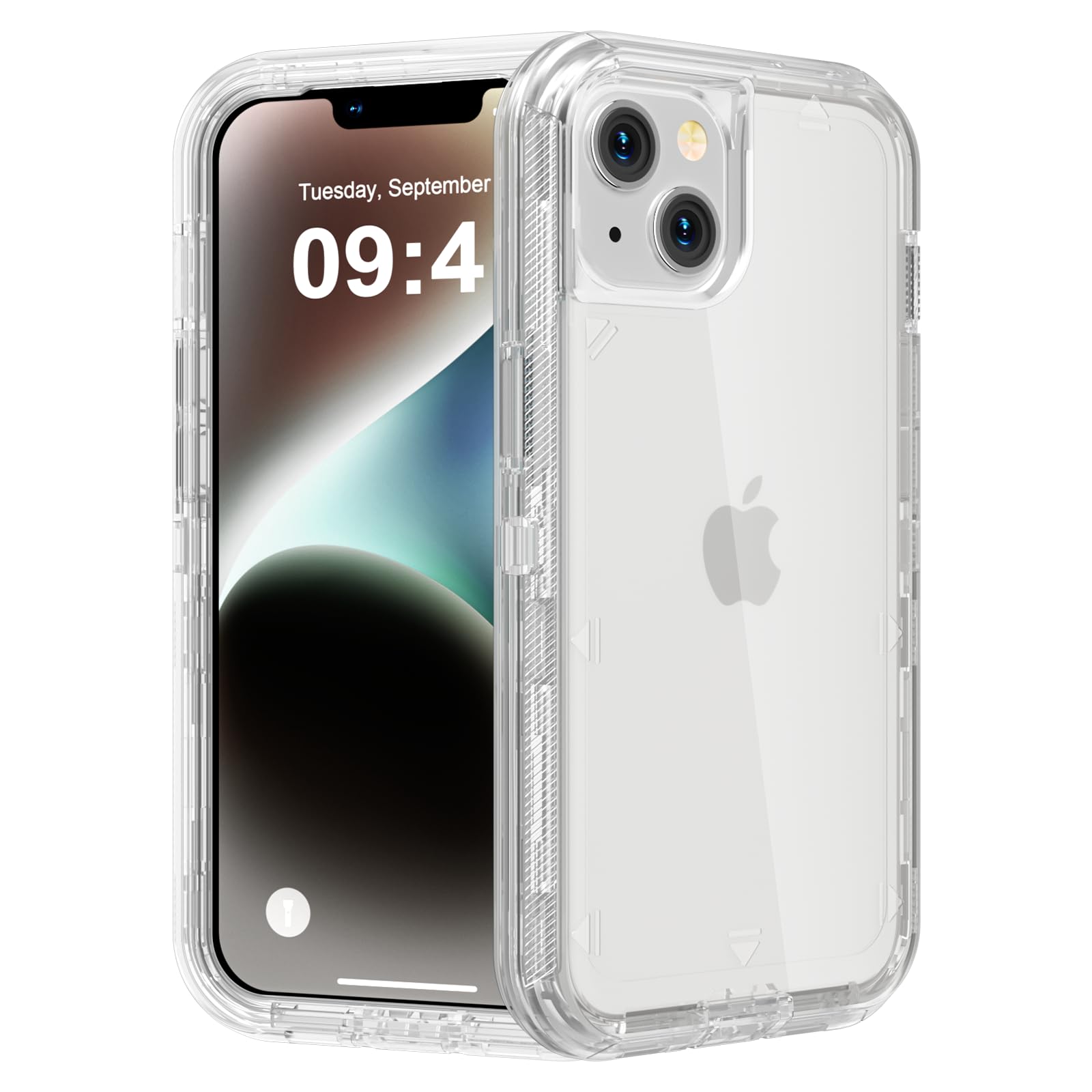 for iPhone 13 Case, Heavy Duty Shockproof Protection Phone Cases, Anti-Drop, Dual Layer Transparent Protective Cover Compatible with iPhone 13, 6.1 inch, Crystal Clear
