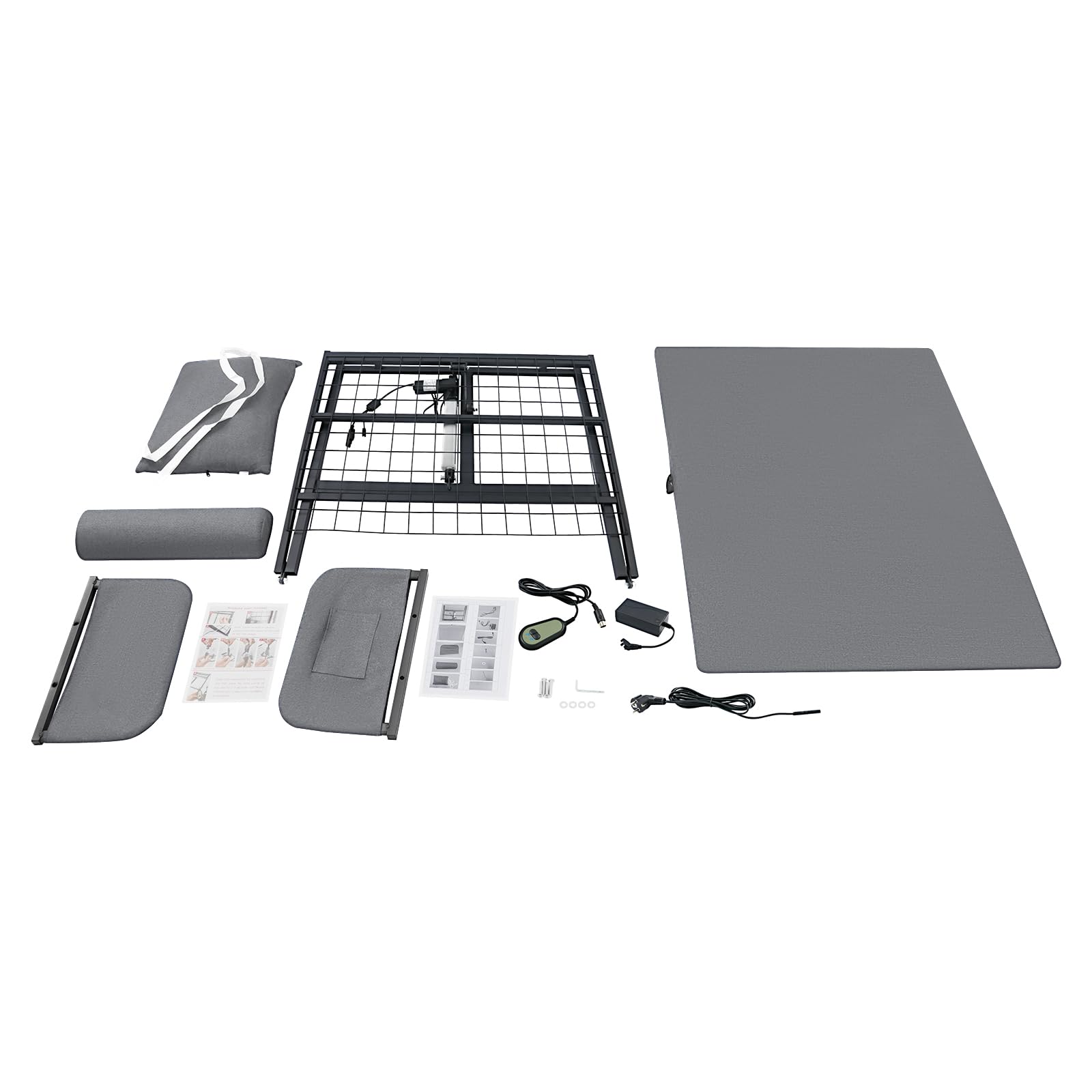 Gris Eléctrico Respaldo Ajustable Cama con Respaldo Eléctrico Ajustable para Individuales, Camas King, Suelos de Salón 120 * 97 * 73 cm