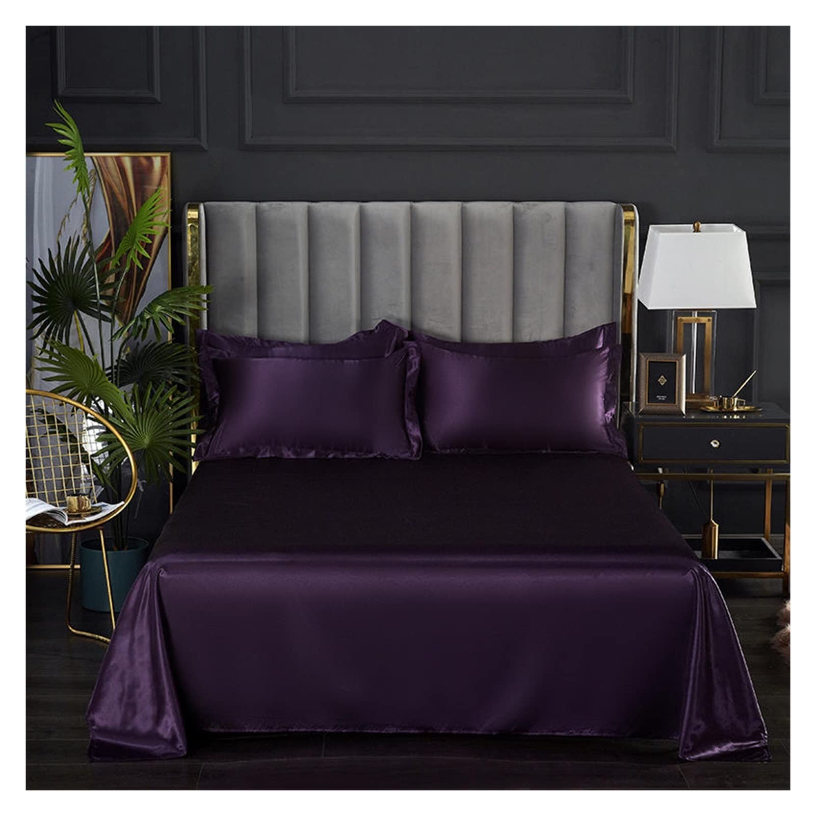 MTKSFDC Silk Bed Sheets 1 pc Bed Sheet for Summer Ice Cool Fabric Top Sheets Satin Smooth Flat Bed Sheet for Double Bedding (no pillowcase)(Shuijingzi,250x230cm 98x90inch)