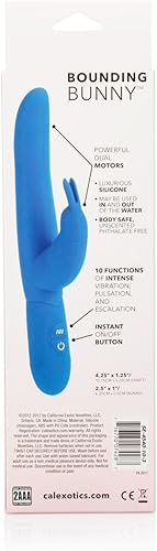 Miniatura 4 de CalExotics Bounding Bunny - Juguete vibrador impermeable para parejas, masajeador de punto G para clítoris sexuales para adultos, color azul