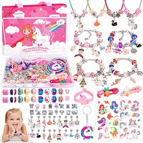 SUZUTOY Bracelet Making Kit for Girls, Unicorns Gifts for Girls, Arts and Crafts for Kids Ages 4 5 6 7 8 9 10 11, Gifts Toys for 4-12 Year Old Girl, Beads for Bracelet Making, Jewelry Making Supplie