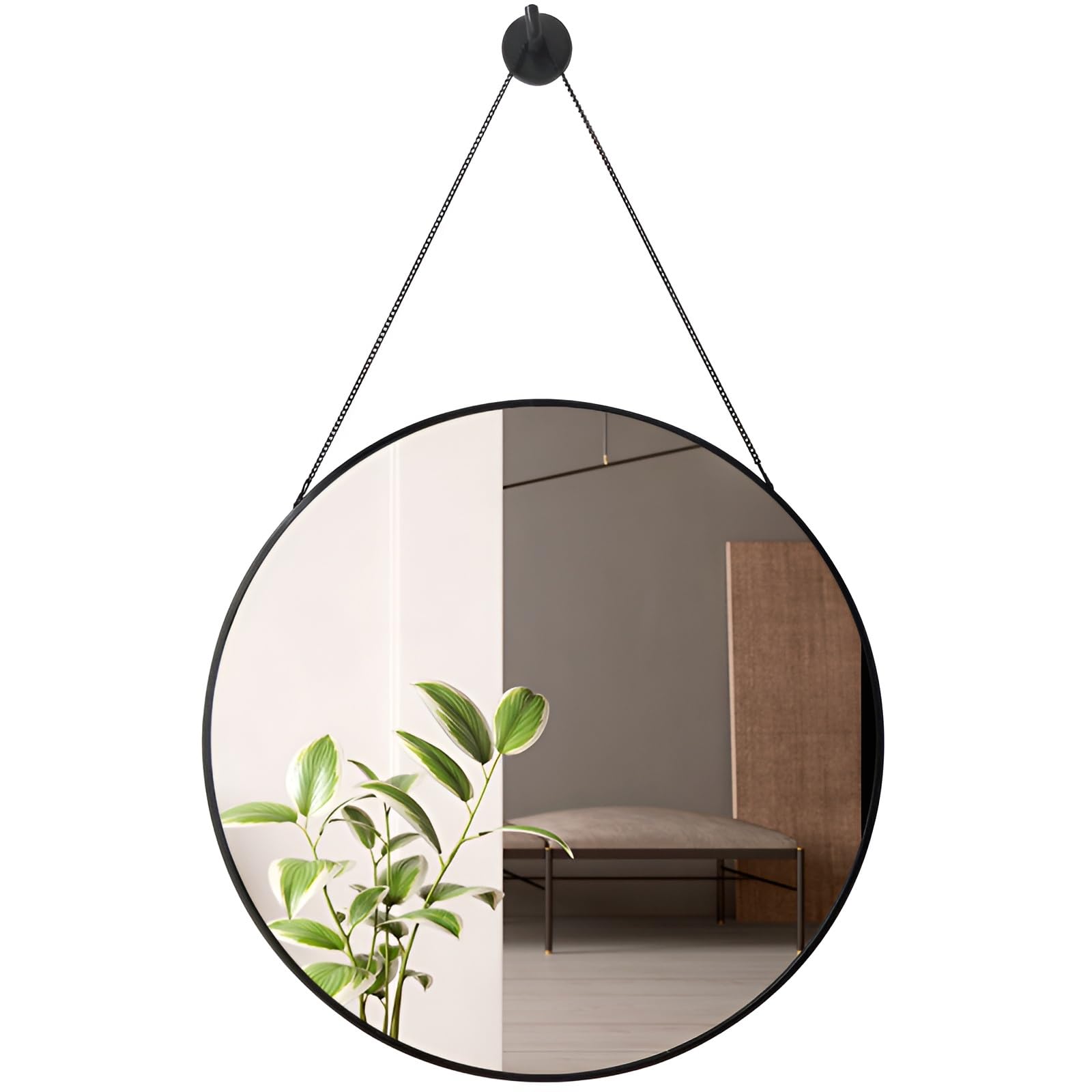 Moderno specchio rotondo da parete con cornice nera, 30/40/50 cm, specchio da appendere per bagno, soggiorno, camera da letto (50 x 50 cm), elegante decorazione per la casa