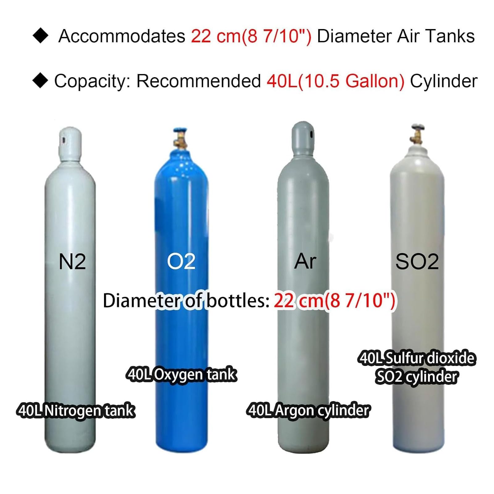 Genérico Soporte de Pared para bombona de oxígeno - Soporte para Tanque de Gas Nitroso con Orificios pretaladrados, Tornillos y Cadena de Seguridad - Sujeta 1 Botella, 3 Unidades - Ideal para Uso Dom