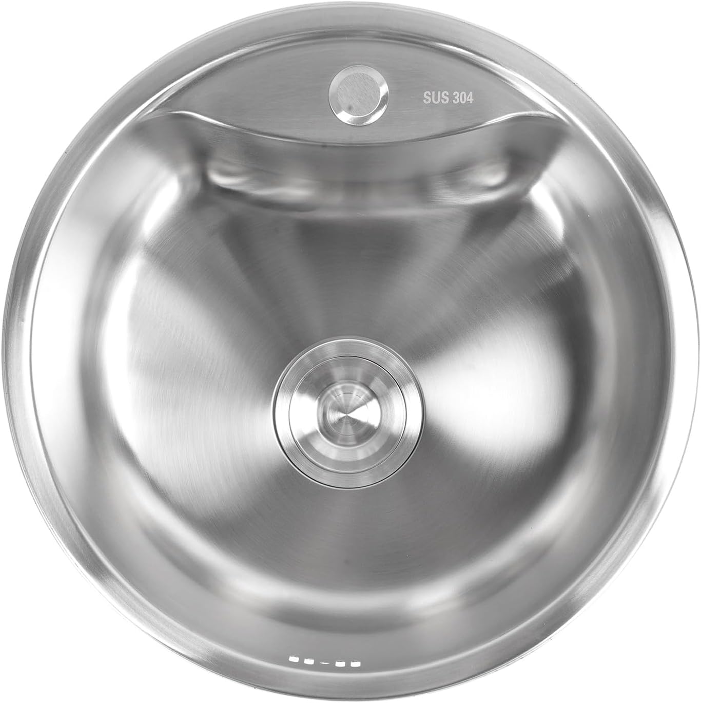 304 Stainless Steel Round Bar Sink for Kitchen Island RV Outdoor Prep Basin Bowl with Drain Set for Undermount Drop In Setup 17.72x17.72x7.87 Inch Vessel Tank Rack Parts
