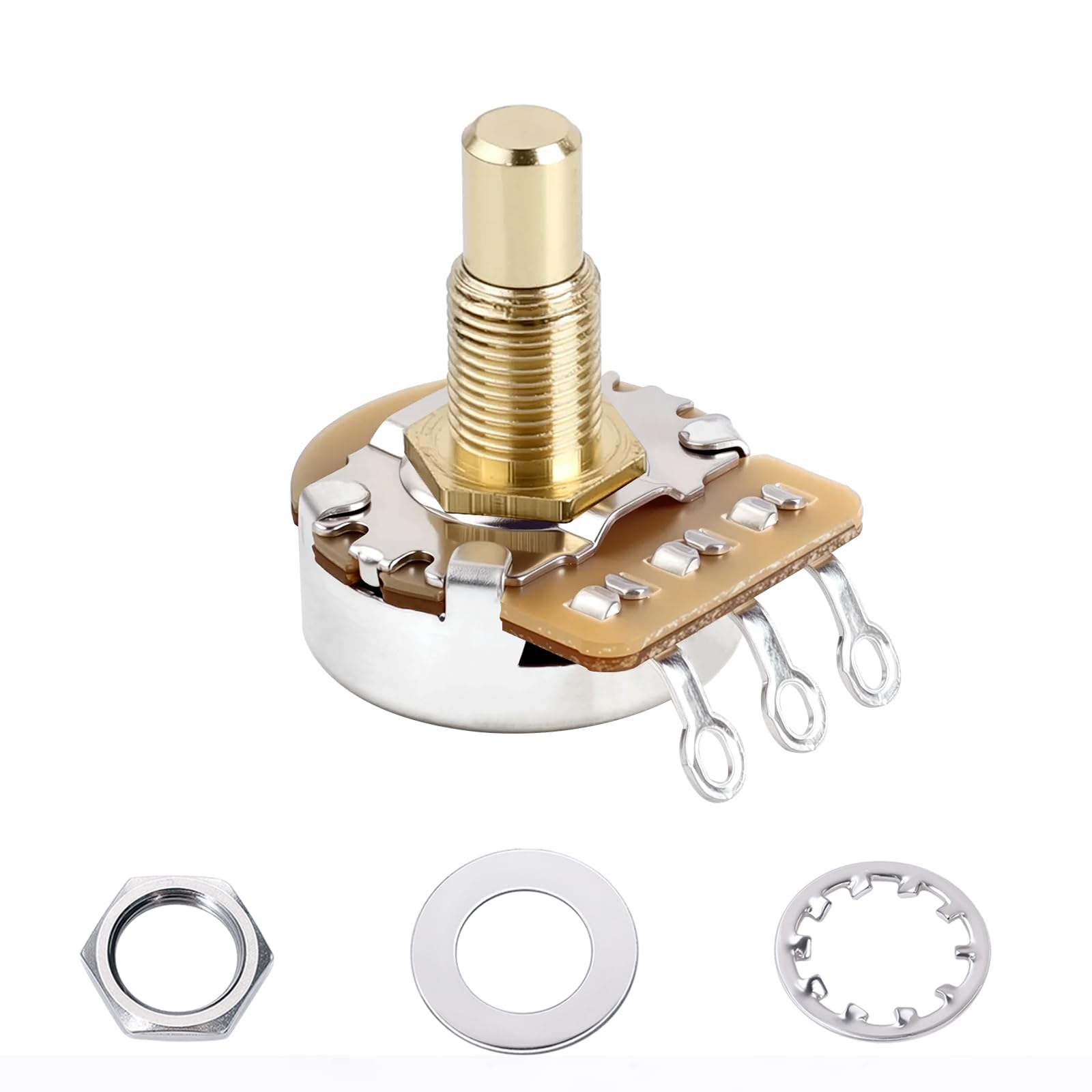 Banworks Brass B250K M8 Metric Thread Full Sized Guitar Solid Shaft Pots