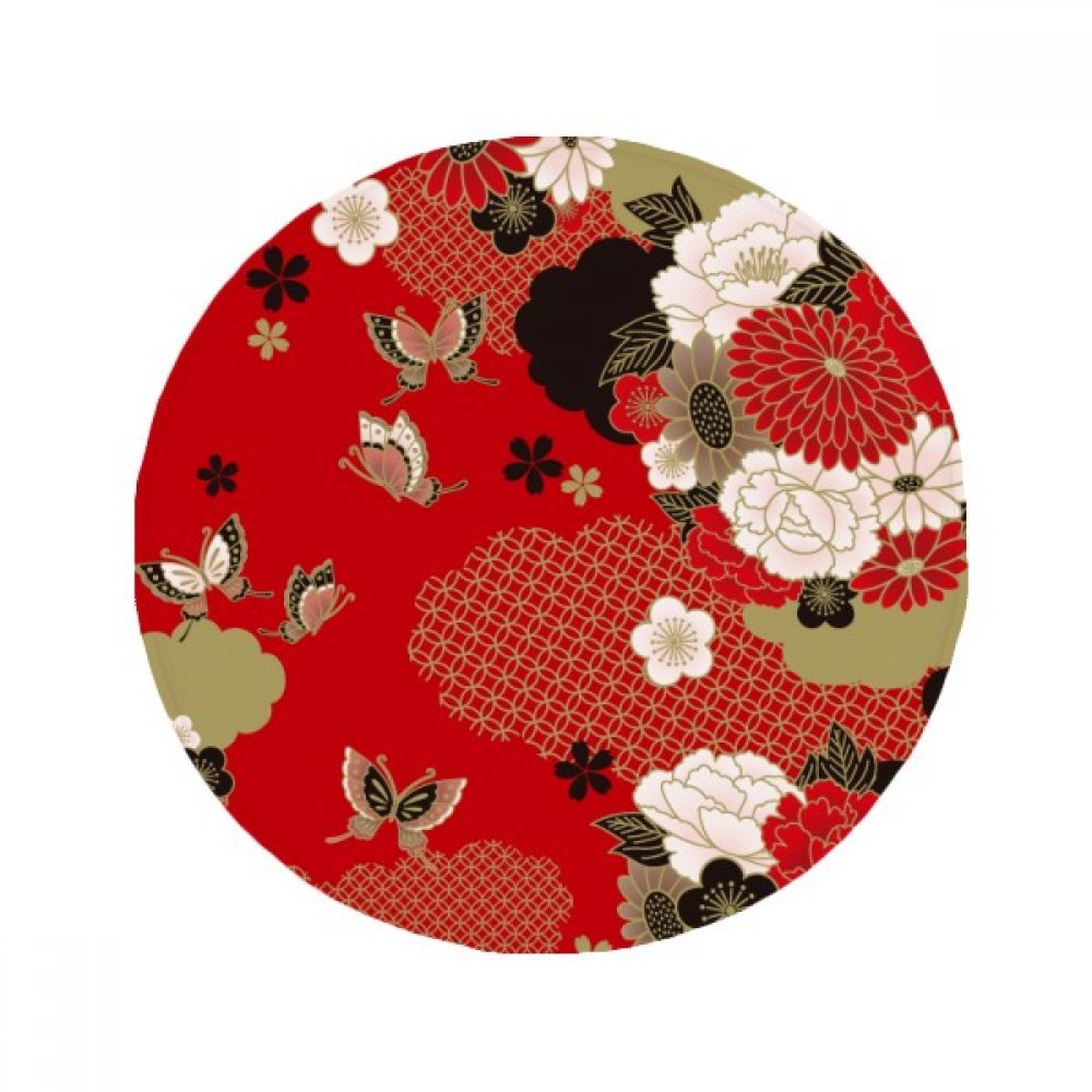 Tapis de sol rond sakura rouge 80cm antidérapant pour éviter les glissades